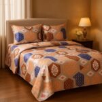 Designer Cotton Bedsheet Set with Pillow Covers – Geometric Multi-Color Print