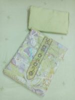 Premium Pastel Green Unstitched Cotton Suit with Floral Print & Matching Dupatta - Image 2