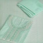 Stunning Sky Blue Georgette Schiffli Suit Set with Intricate Embroidery