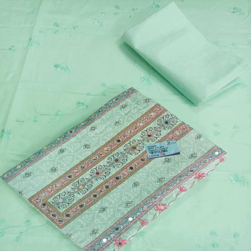 WhatsApp Image 2026-04-12 at 11.30.17 PM (2) Elegant Mint Green Cotton Unstitched Suit Set with Intricate Embroidery - Image 1