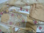 Exquisite Yellow-Beige Cotton Silk Unstitched Suit with Heavy Embroidered Neckline - Image 2