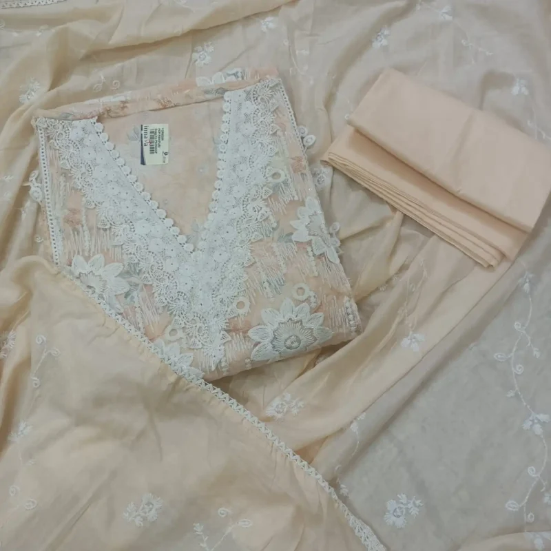 cotton thread work unstitched suit set