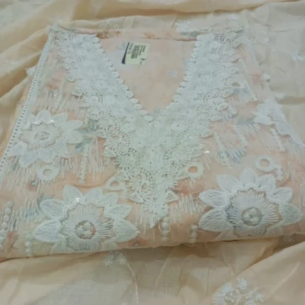thread lase neck enbroidery cotton suit