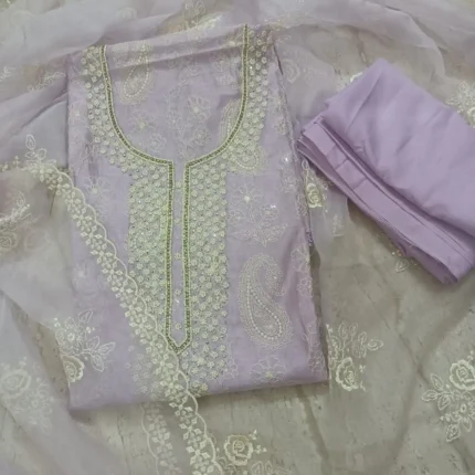 Lavender Embroidered Unstitched Suit Set