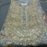 enbroidery golden and grey unstitched suit set