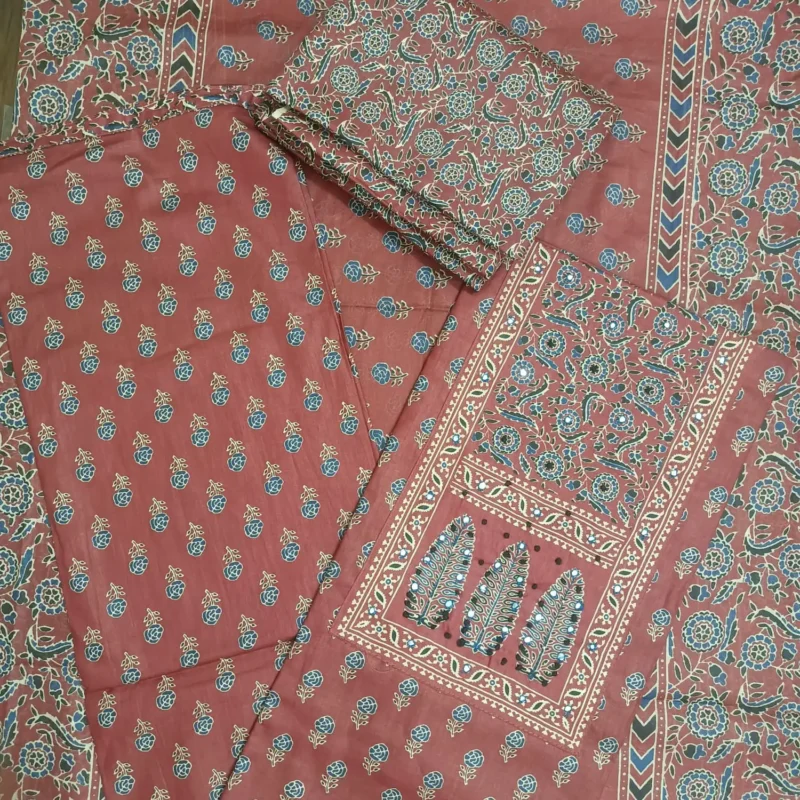 beautiful note work unstitched cottton suit