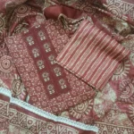 Maroon & Cream Geometric cotton suit