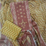 Mustard & Maroon cotton unstitched suit set