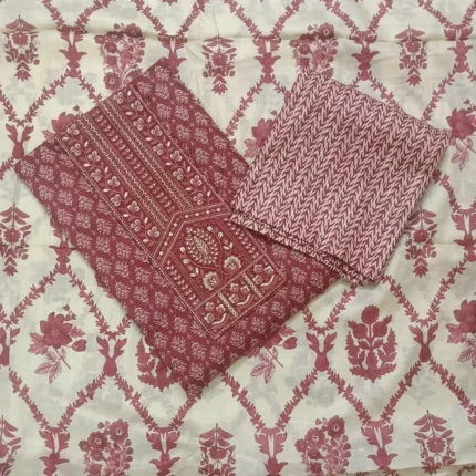 Maroon & Cream Artistic Ensemble cotton suit