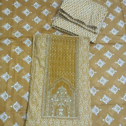 yellow pure cotton unstitched suit