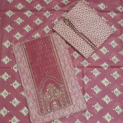 beautiful patch neck unstitched suit