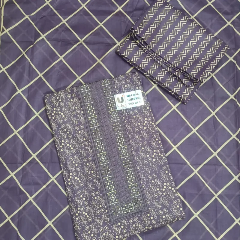 purple pure cotton unstitched suit set